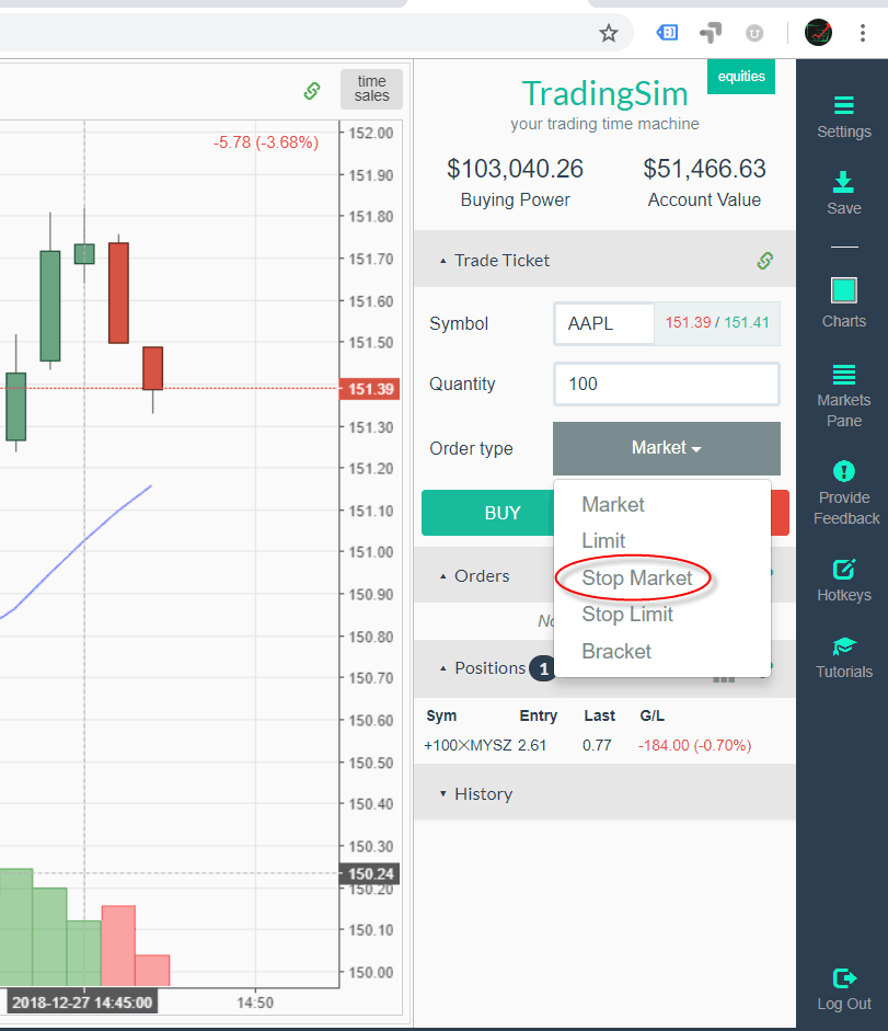 Stop Market Order Selection